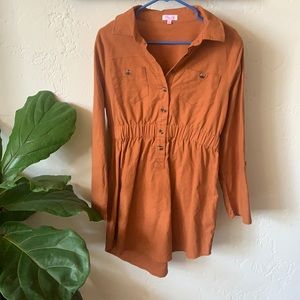 Never worn- rust color button top shirt dress